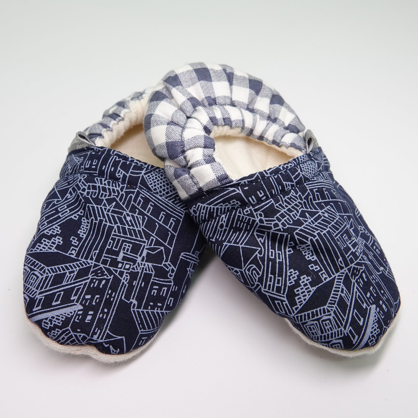 Navy Buildings baby soft soles