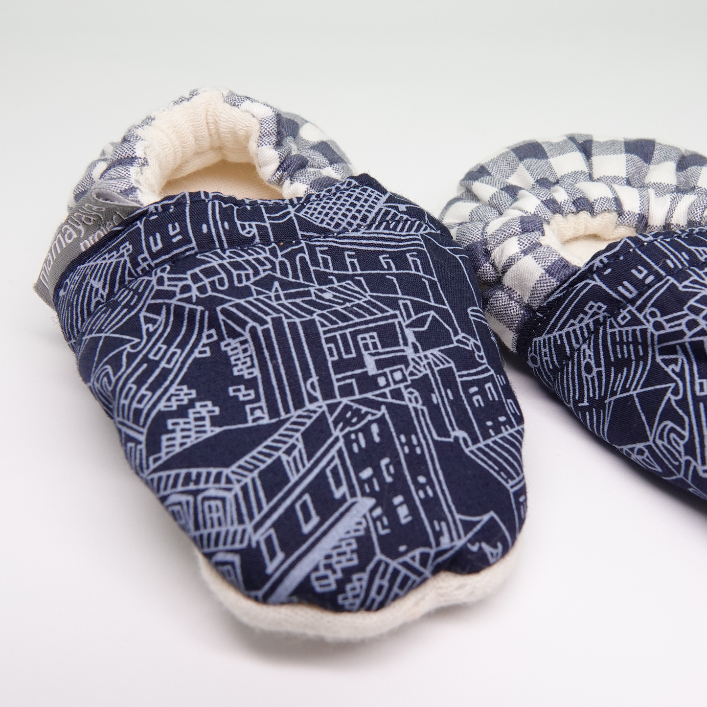 Navy Buildings baby soft soles