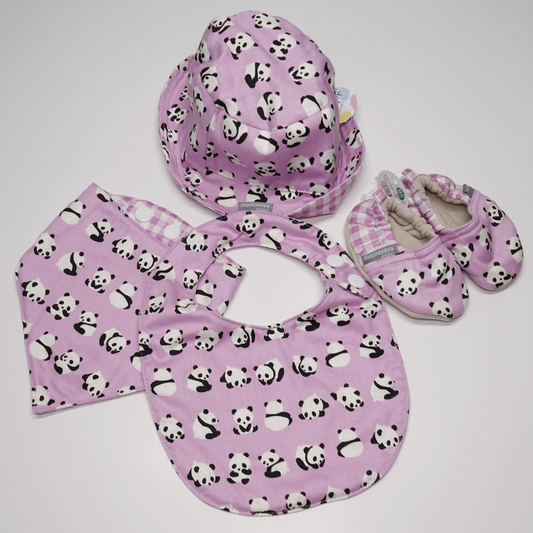 Lilac Panda Baby Bib Set