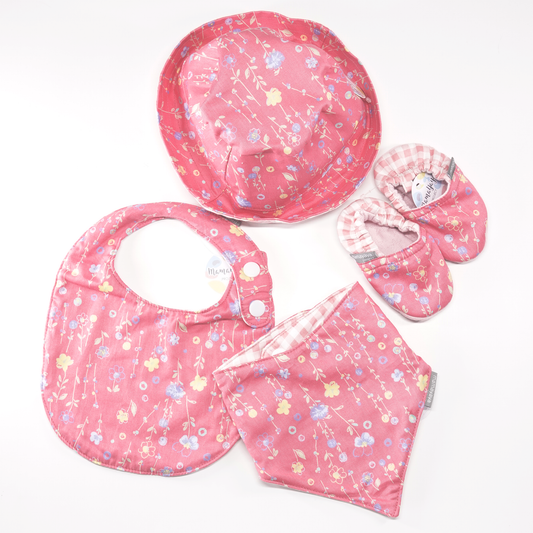 Sweet & Bold Pink Baby Bib Set